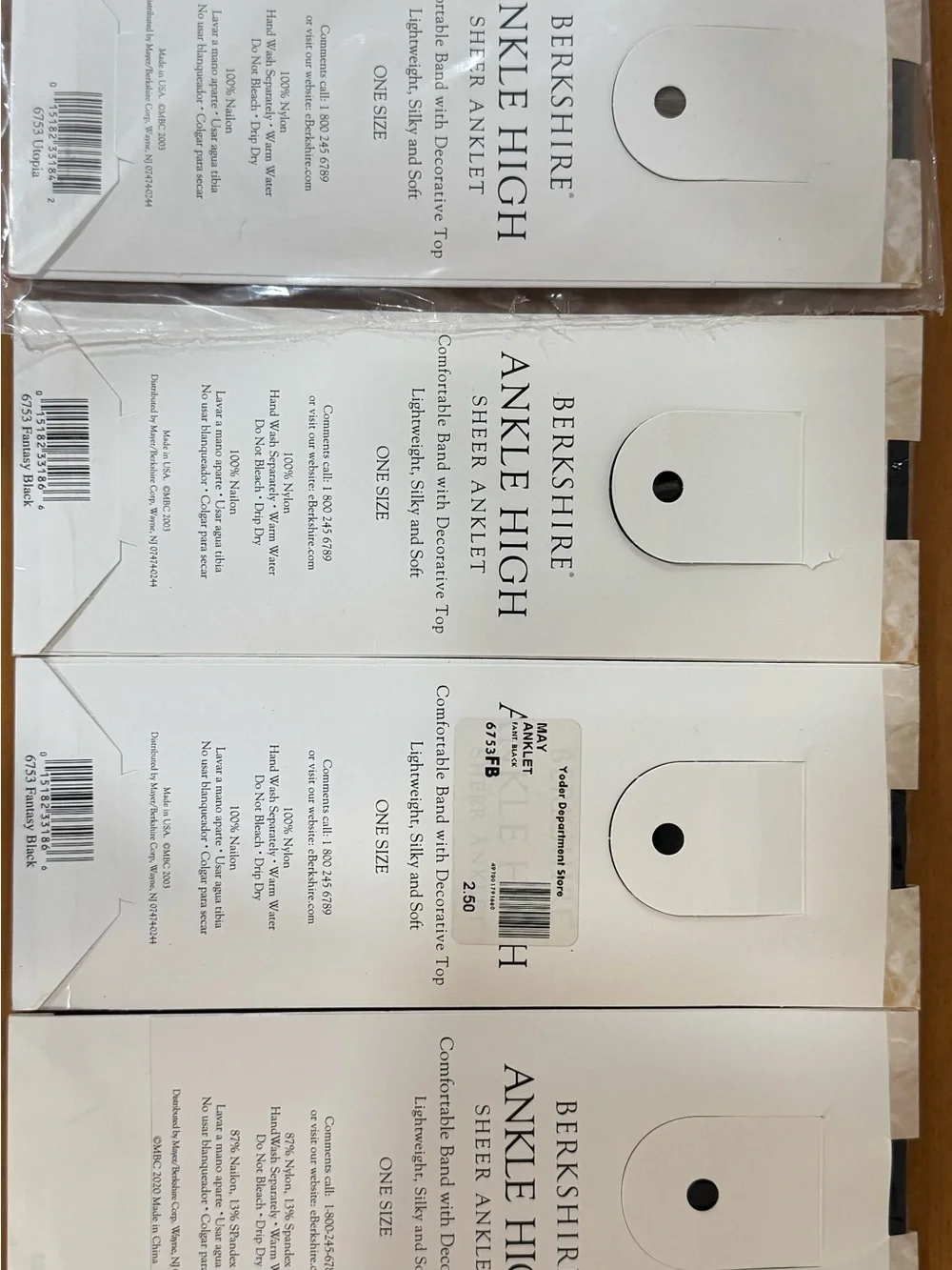 Berkshire Sheer Ankle High Socks in Light Beige/Brown/Black (6 Pack)